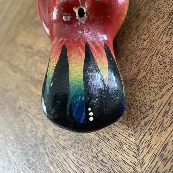 Vtg Hand Painted Folk Art Ceramic Bird Toucan 5” Colorful Mexican READ No Hanger - Picture 10 of 11